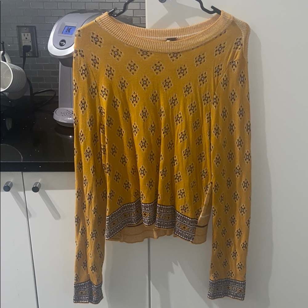 Free People Yellow Long Sleeve Shirt